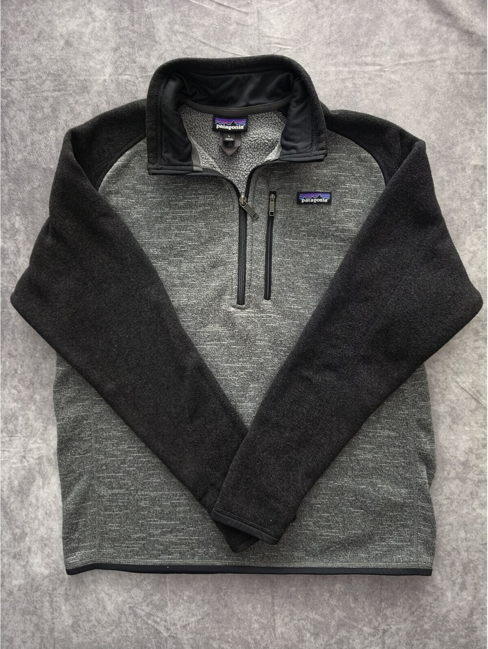 SKU0288 Patagonia Better Sweater Mens Large Gray Black 1/4 Zip Fleece Pullover